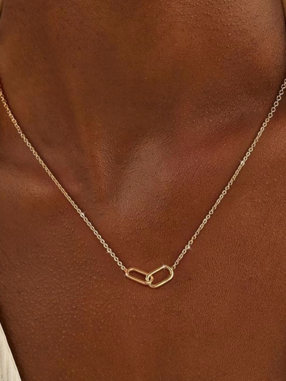 14K Gold Plated Double Link Paperclip Necklace